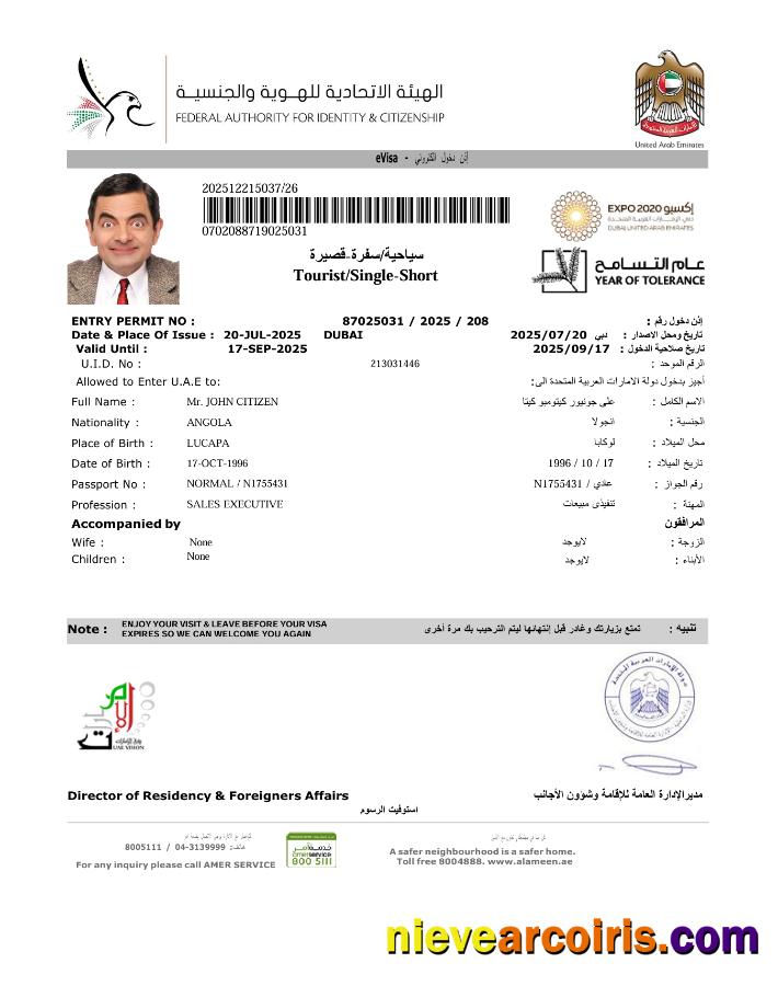 UAE e-visa, version 7